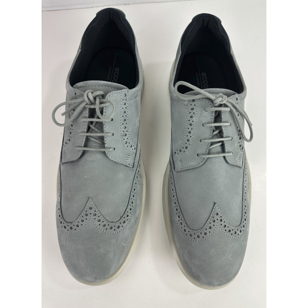 ECCO S Lite Hybrid Grey Oxford Wingtip Shoes Nubuck Brogue EU 45 Men's US 11 - Picture 14 of 16